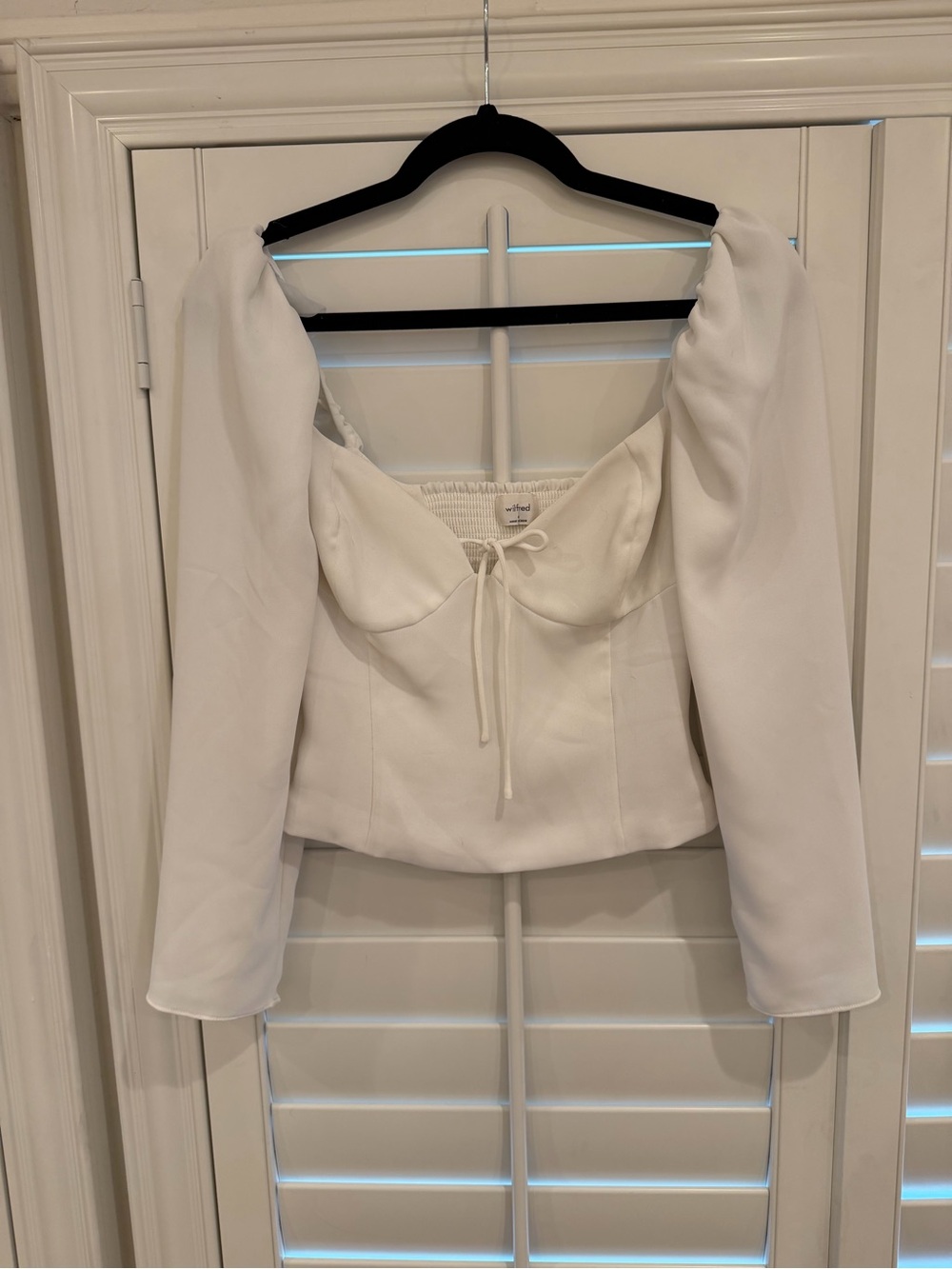 Aritzia Ivory Long-Sleeve Corset Peplum Top